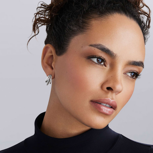 Sterling silver small hoop earrings, polished finish.