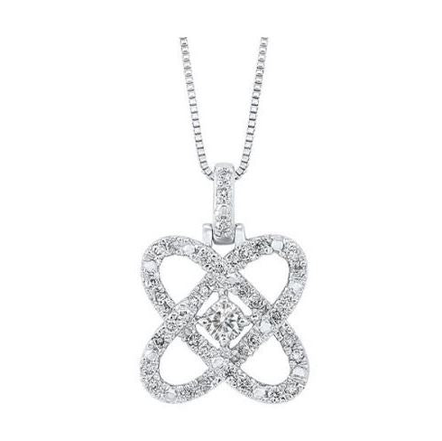 Natural Diamond Necklace in 14 Karat White with 0.50ctw Round Diamonds