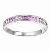 Stackable Color Gemstone Band in 10 Karat White Round Pink Sapphire
