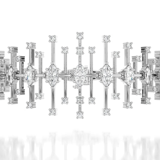 Noam Carver Natural Diamond Bracelet in 14 Karat White Gold with 1.25ctw G/H SI2 Marquise Diamonds