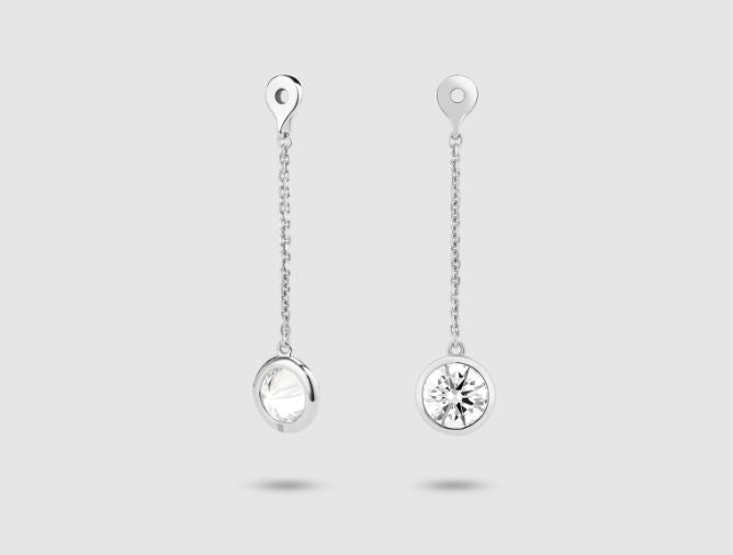 14K white gold earrings with lab-grown diamonds.