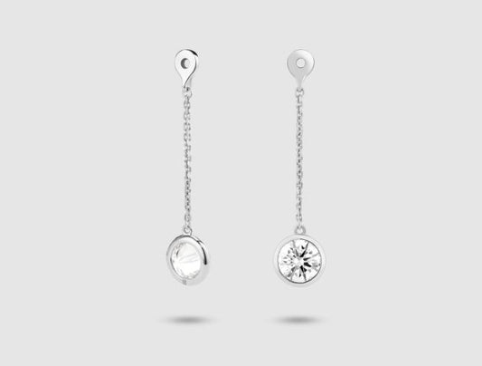 14K white gold earrings with lab-grown diamonds.