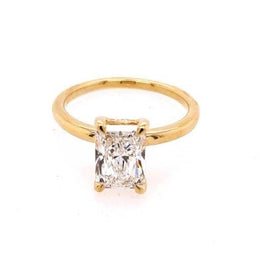 Solitaire Hidden Accent Lab-Grown Diamond Complete Engagement Ring in 14 Karat Yellow with 1 Radiant Lab Grown Diamond, Color: G, Clarity: VS2, totaling 2.07ctw