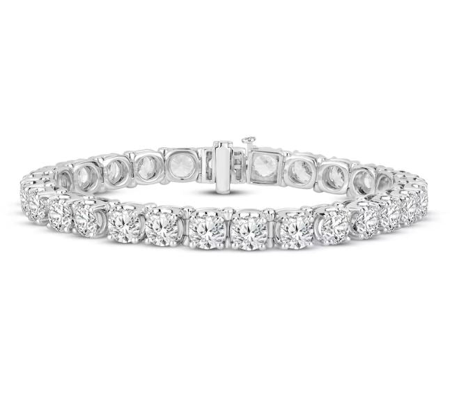 Lab-Grown Diamond Bracelet in 14 Karat White with 20.05ctw F VS2-SI1 Round Lab Grown Diamonds
