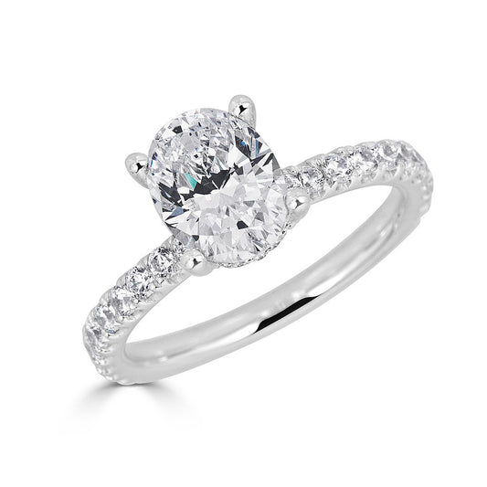 Hidden Accent Lab-Grown Diamond Semi-Mount Engagement Ring in 14 Karat White with 50 Round Lab Grown Diamonds, totaling 0.63ctw