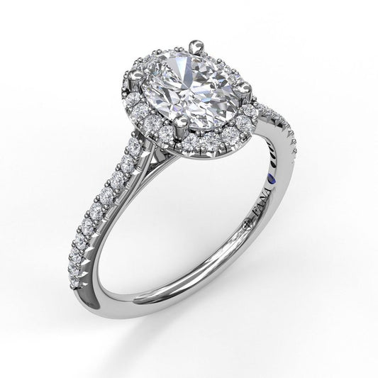 NDE HA Natural Diamond Semi-Mount Engagement Ring in 14 Karat White with 40 Round Diamonds, totaling 0.32ctw