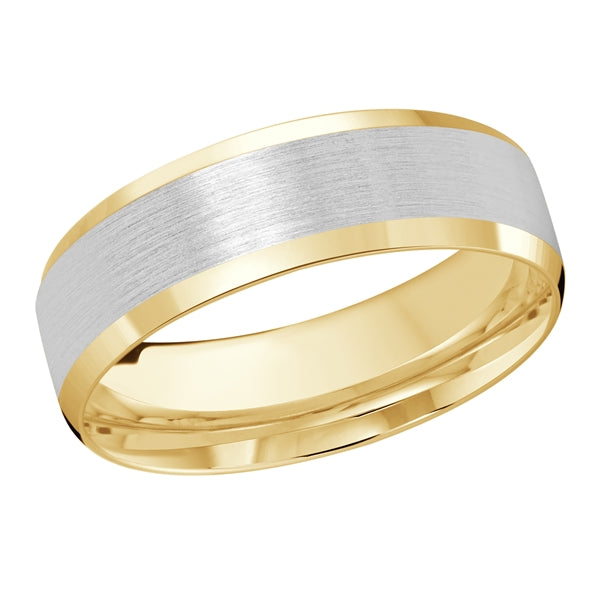 Carved Band (No Stones) in 14 Karat White - Yellow 7MM