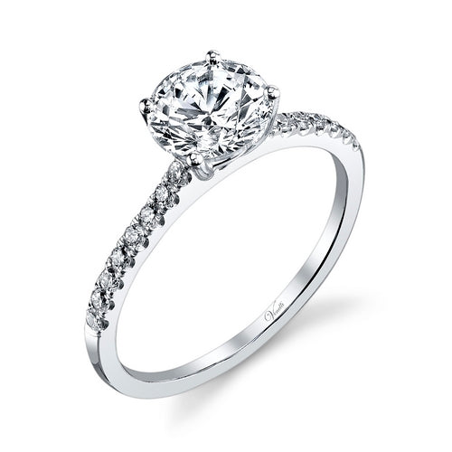 Diamond Accent Natural Diamond Complete Engagement Ring in 14 Karat White with 0.54ctw I SI2 Round Diamond