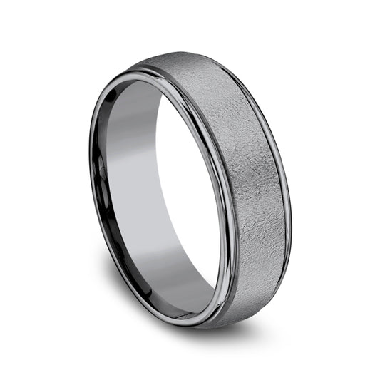 Tantalum grey carved band, polished satin finish.