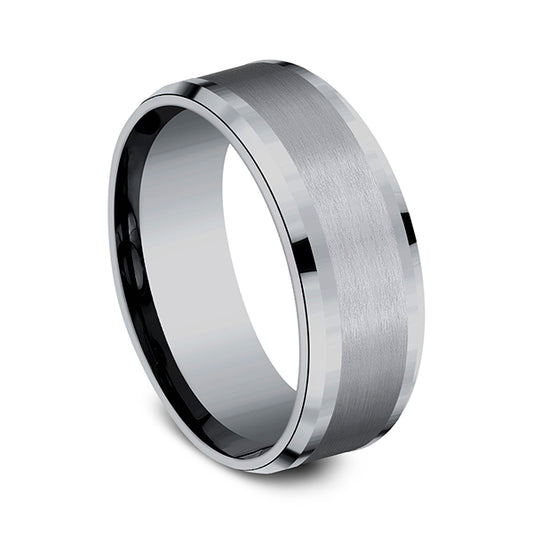 Tantalum grey carved band, polished-satin finish.