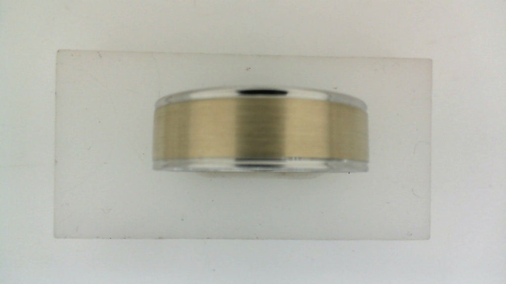 14K white-yellow carved band, polished satin finish.