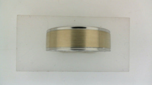 14K white-yellow carved band, polished satin finish.