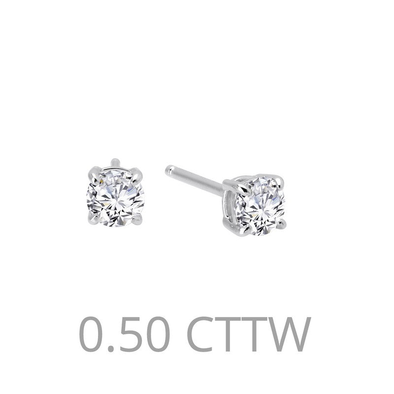 Stud Simulated Diamond Earrings in Platinum Bonded Sterling Silver 0.50ctw
