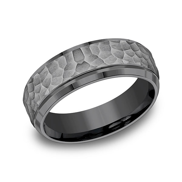 Hammered grey tantalum band, 7.5MM width.