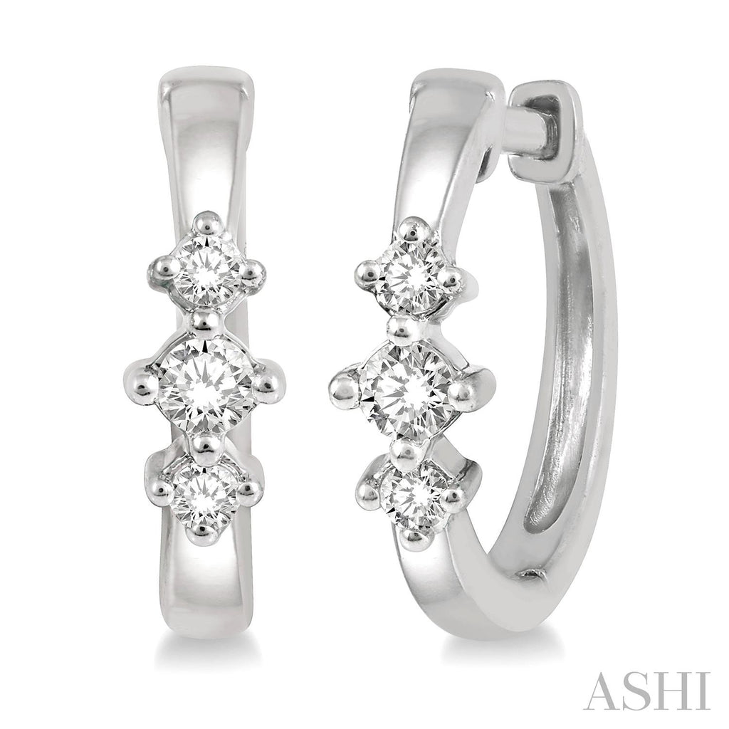Huggie Earth Mined Diamond Earrings in 10 Karat White with 0.15ctw Round Diamonds