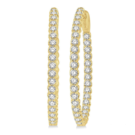 Medium Hoop Natural Diamond Earrings in 14 Karat Yellow with 2.00ctw Round Diamonds