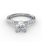 Side Stone Side Stone Natural Diamond Semi-Mount Engagement Ring in 14 Karat White with 30 Round Diamonds, Color: G/H, Clarity: SI1, totaling 0.40ctw