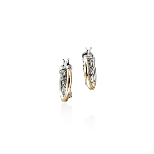 Huggie Earrings (No Stones) in Sterling Silver - 14 Karat White - Yellow