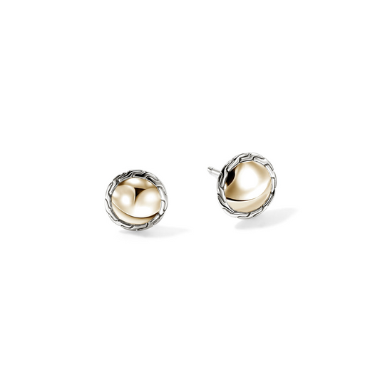 Stud Earrings (No Stones) in Sterling Silver - 14 Karat White - Yellow