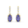 ReMARKable Designs Dangle Color Gemstone Earrings in 10 Karat Yellow Gold with 2 Oval Tanzanites 1.10ctw 6mm-4mm