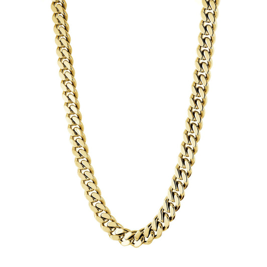 Stainless steel yellow curb chain, polished links.