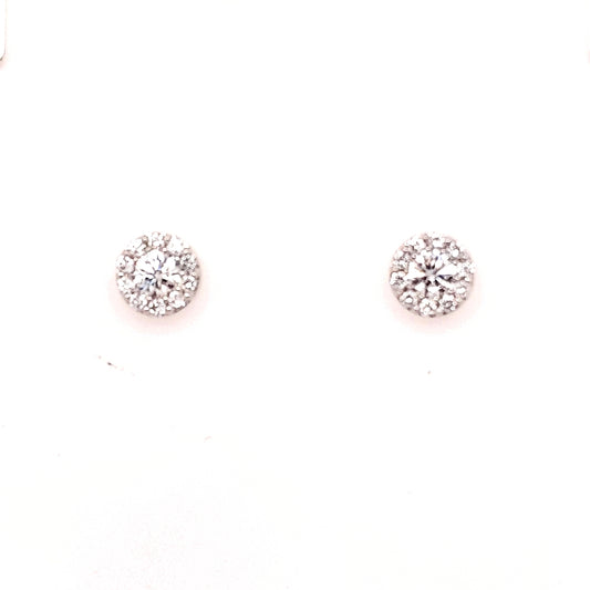 Stud Lab-Grown Diamond Earrings in 14 Karat White with 0.96ctw Round Diamonds