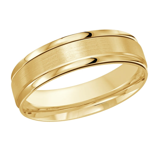 14K yellow gold carved band, polished satin finish.