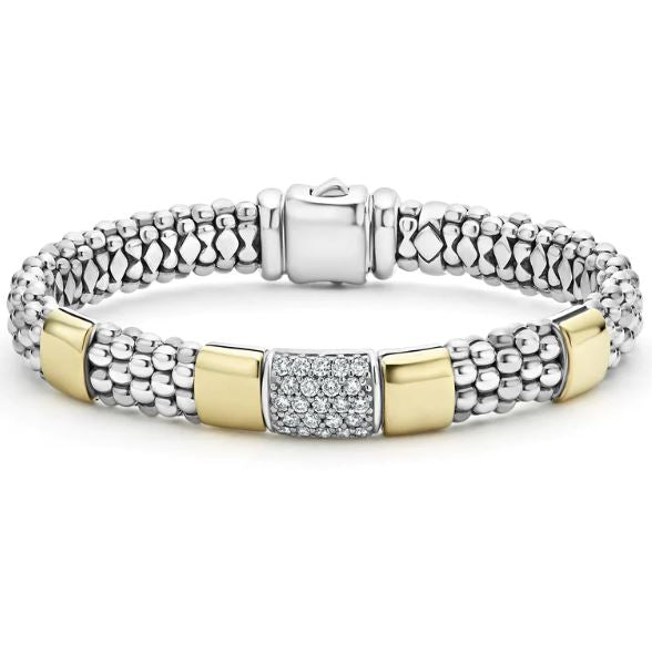 High Bar Collection Earth Mined Diamond Bracelet in Sterling Silver - 18 Karat White - Yellow with 0.58ctw G/H SI1-SI2 Round Diamond