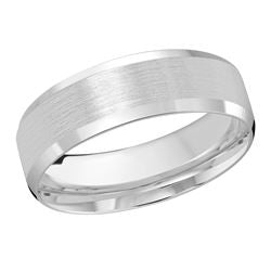 14K white gold carved band, polished satin finish.