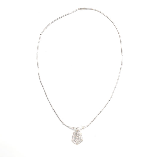 18K white gold necklace with diamonds.