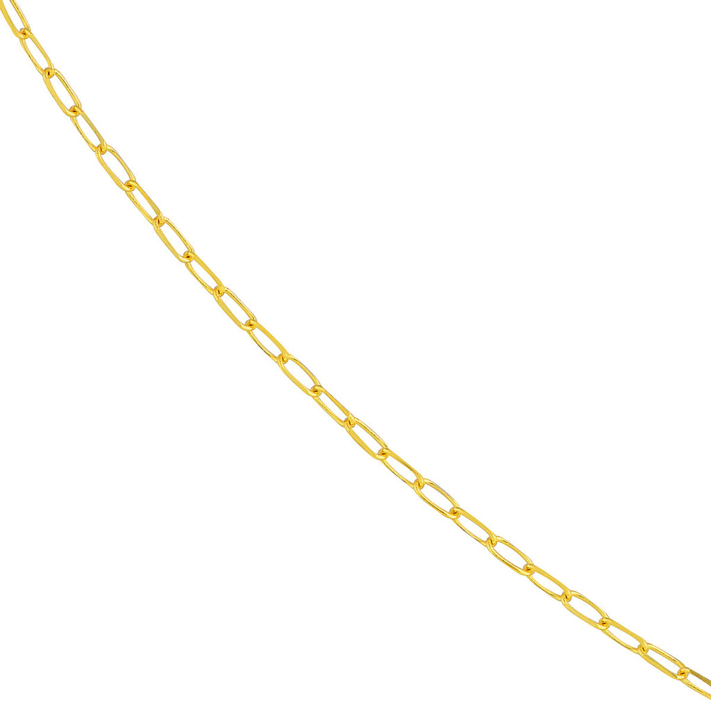 Yellow gold paperclip chain necklace.