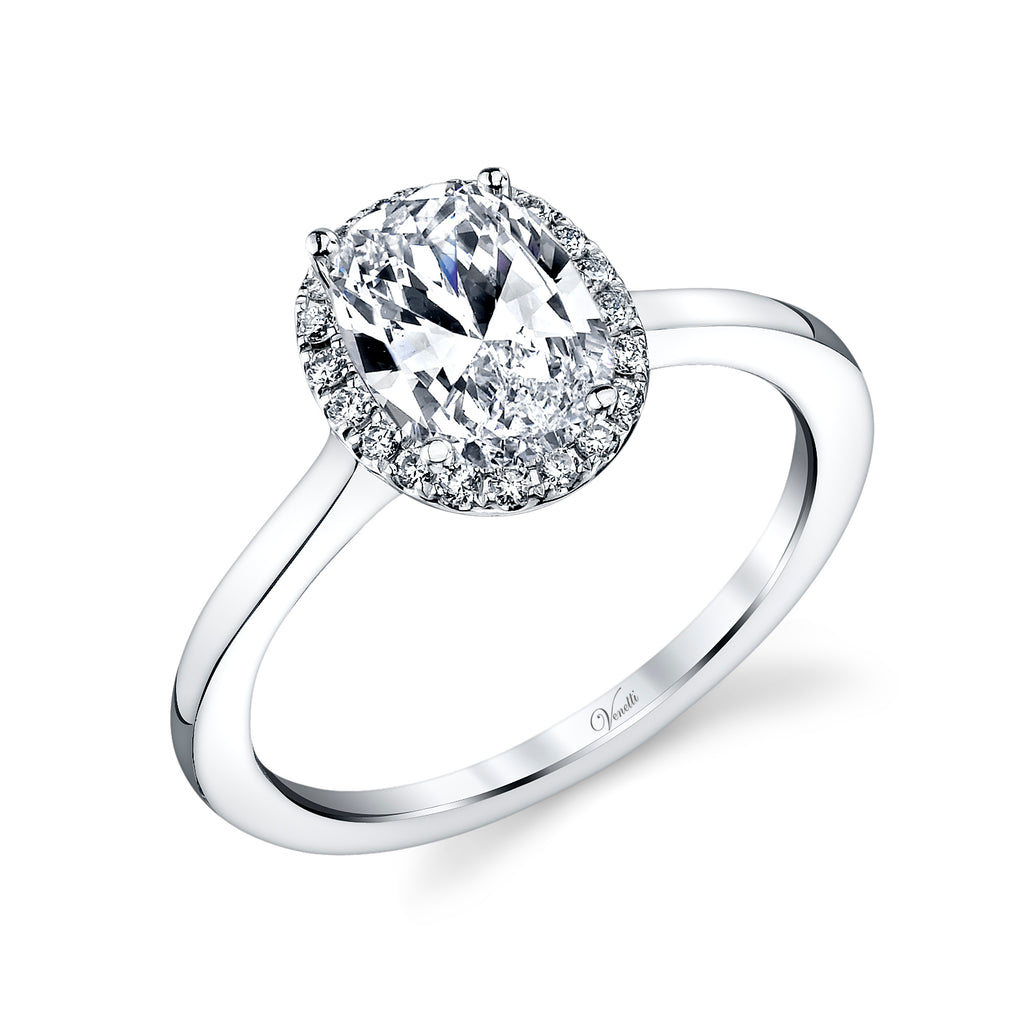 Halo Mined Diamond Engagement Ring in 14 Karat White with 0.13ctw G/H VS2-SI1 Round Diamonds