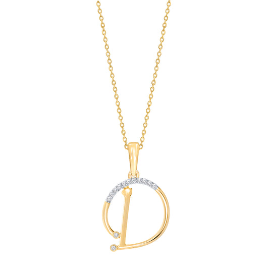 Yellow gold necklace with diamond-accented initial pendant.