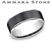 Ammara Stone Collection Carved Band (No Stones) in Tantalum - 14 Karat White - Grey 7.5MM