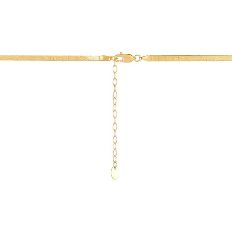 14K yellow gold herringbone chain necklace.