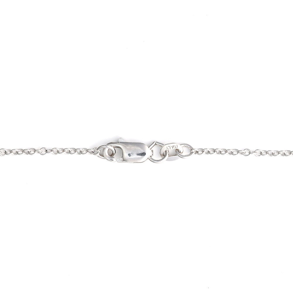 Lobster clasp on white gold chain.