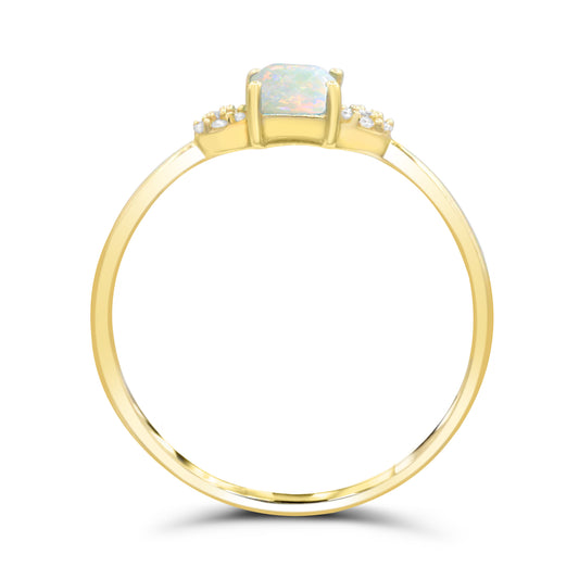 ReMARKable Designs Rectangular Opal Gemstone Ring in 10 Karat Yellow Gold with 1 Opal 6mm-6mm