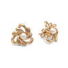 M Estate Collection Stud Color Gemstone Earrings in 14 Karat Yellow with 2 Freshwater White Pearls