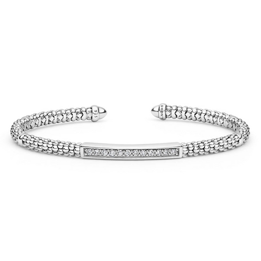 Lagos Caviar Spark Collection Natural Diamond Bracelet in Sterling Silver White G/H SI1-SI2 Round Diamond