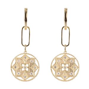 Mothers Day 2024 Collection Dangle Natural Diamond Earrings in 14 Karat Yellow with 0.24ctw Round Diamonds