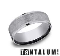 Tantalum band with polished, wire-brushed finish.