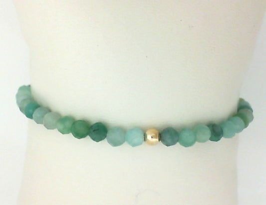 Stretch Color Gemstone Bracelet in Gold Filled Yellow Round Emerald