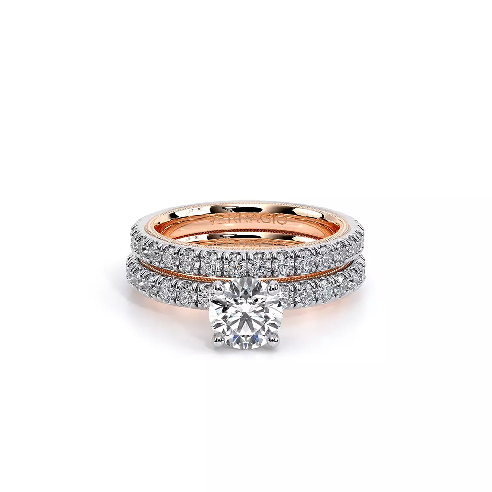 Verragio diamond ring, white-rose gold, round diamonds.