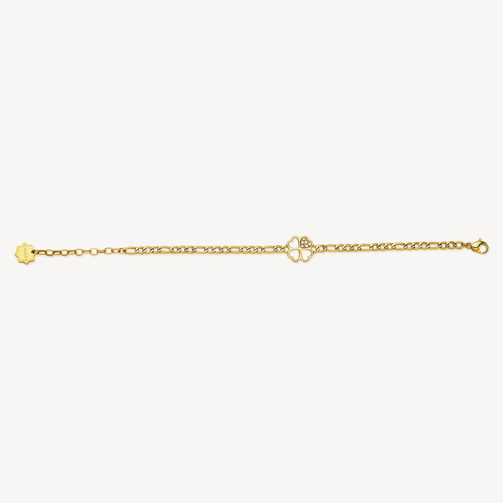 Yellow stainless steel bracelet with crystal accents.