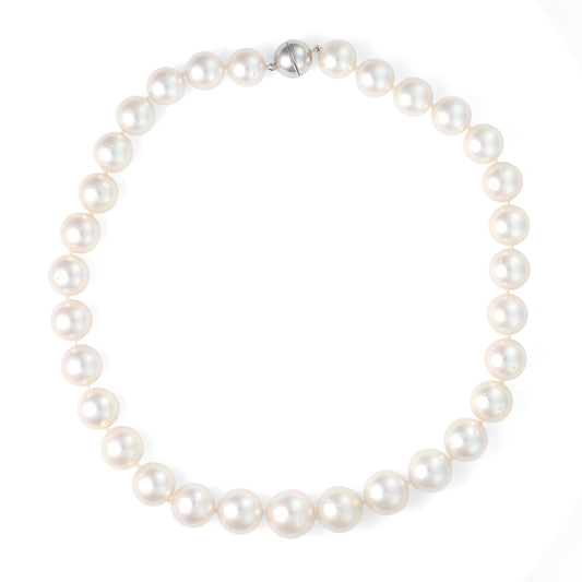 Pearl Strand M Estate Collection Color Gemstone Necklace in Sterling Silver White with 31 South Sea White Pearls