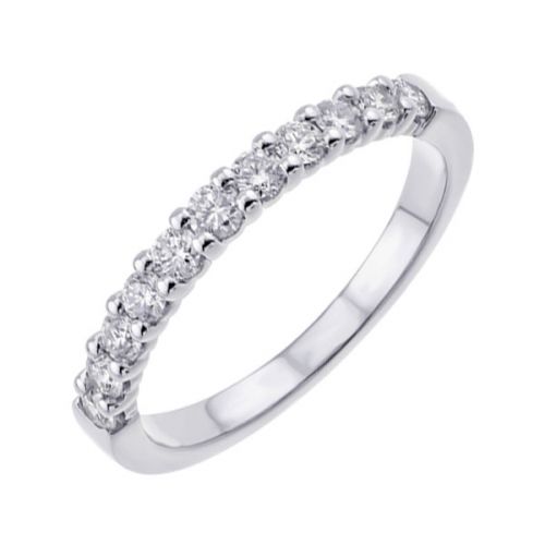 Marks 89 Natural Diamond Stackable Ladies Wedding Band in 14 Karat White with 0.48ctw H/I I1 Round Diamonds
