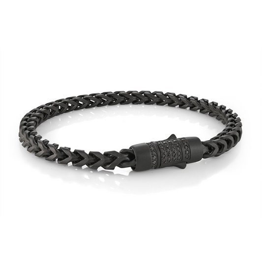 Round Wheat Simulated Diamond Bracelet in Stainless Steel