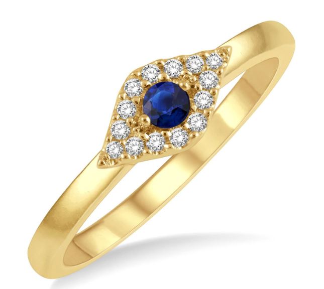 Color Gemstone Ring in 10 Karat Yellow with 1 Round Sapphire