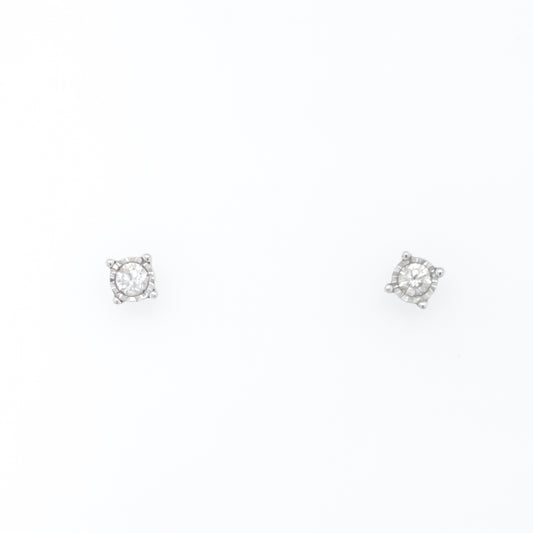 Earth Mined Diamond Studs in 10 Karat White with 0.20ctw Round Diamonds