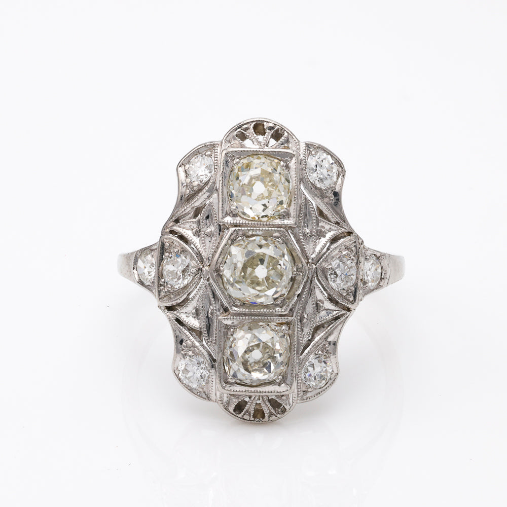Vintage platinum ring with Old European diamonds.